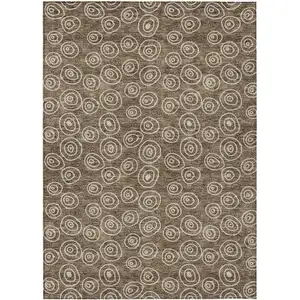 Photo of Brown Taupe And Beige Geometric Washable Indoor Outdoor Area Rug