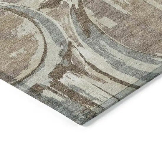 Brown Taupe And Beige Geometric Washable Indoor Outdoor Area Rug Photo 4