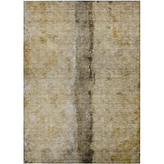 Brown Taupe And Gold Abstract Washable Indoor Outdoor Area Rug Photo 6