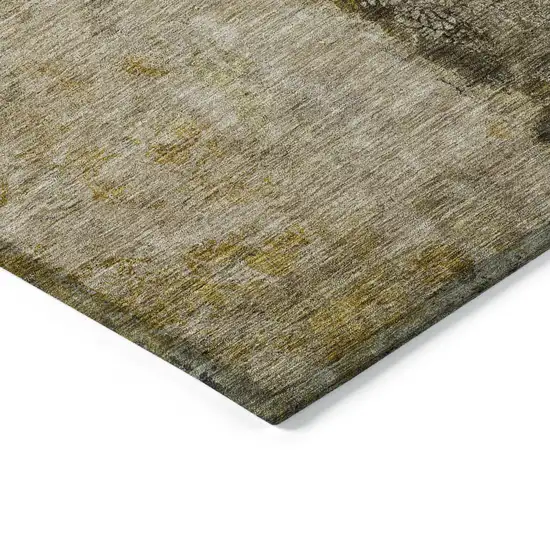 Brown Taupe And Gold Abstract Washable Indoor Outdoor Area Rug Photo 5