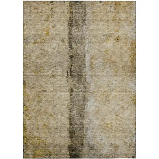 Brown Taupe And Gold Abstract Washable Indoor Outdoor Area Rug Photo 2