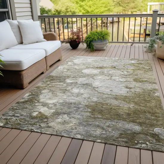 Brown Taupe And Ivory Abstract Washable Indoor Outdoor Area Rug Photo 5