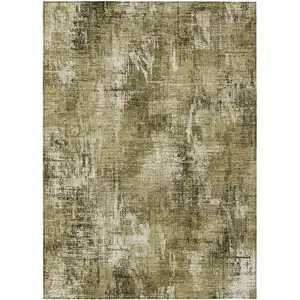 Photo of Brown Taupe And Ivory Abstract Washable Indoor Outdoor Area Rug