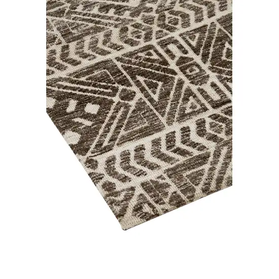 Brown Taupe And Ivory Striped Stain Resistant Area Rug Photo 6