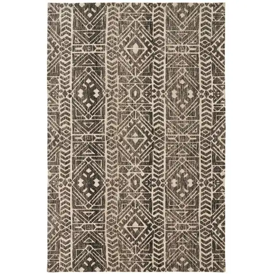 Brown Taupe And Ivory Striped Stain Resistant Area Rug Photo 1