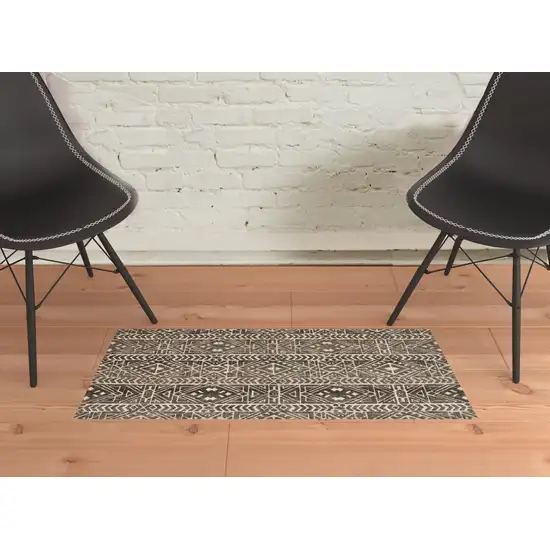 Brown Taupe And Ivory Striped Stain Resistant Area Rug Photo 4