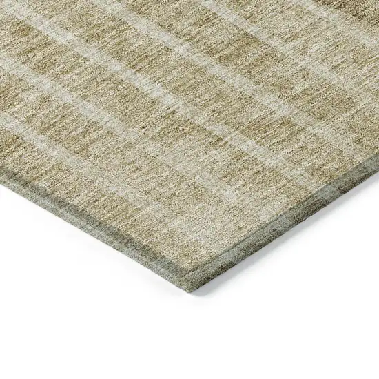 Brown Taupe And Ivory Striped Washable Indoor Outdoor Area Rug Photo 3