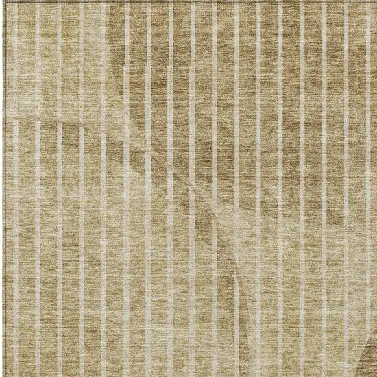 Brown Taupe And Ivory Striped Washable Indoor Outdoor Area Rug Photo 4