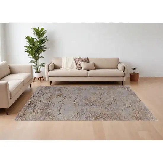 Brown Taupe and Tan Abstract Power Loom Area Rug Photo 1