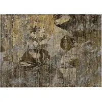 Photo of Brown Terracotta and Gray Floral Washable Non Skid Indoor Outdoor Area Rug