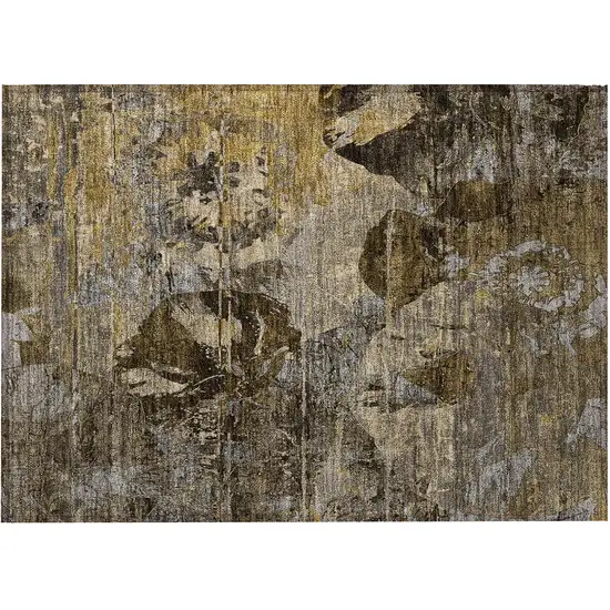 Brown Terracotta and Gray Floral Washable Non Skid Indoor Outdoor Area Rug Photo 5