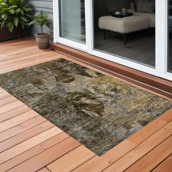 Brown Terracotta and Gray Floral Washable Non Skid Indoor Outdoor Area Rug Photo 1