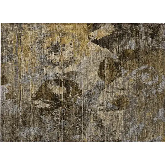 Brown Terracotta and Gray Floral Washable Non Skid Indoor Outdoor Area Rug Photo 5