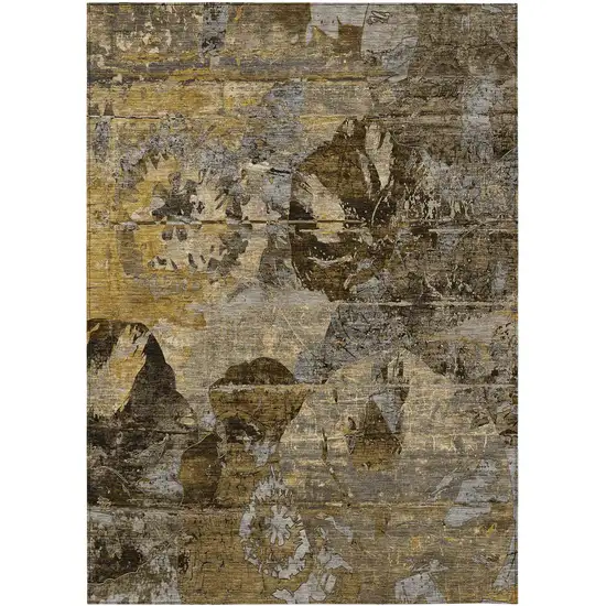 Brown Terracotta and Gray Floral Washable Non Skid Indoor Outdoor Area Rug Photo 2