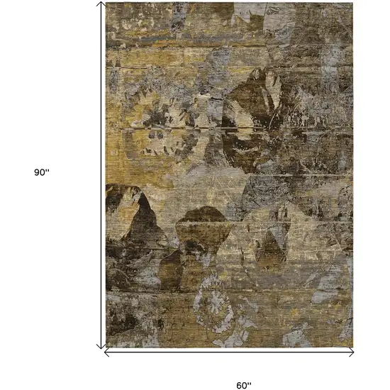 Brown Terracotta and Gray Floral Washable Non Skid Indoor Outdoor Area Rug Photo 3