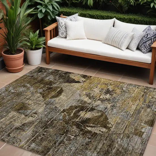 Brown Terracotta and Gray Floral Washable Non Skid Indoor Outdoor Area Rug Photo 1