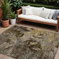 Photo of Brown Terracotta and Gray Floral Washable Non Skid Indoor Outdoor Area Rug