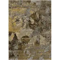 Photo of Brown Terracotta and Gray Floral Washable Non Skid Indoor Outdoor Area Rug