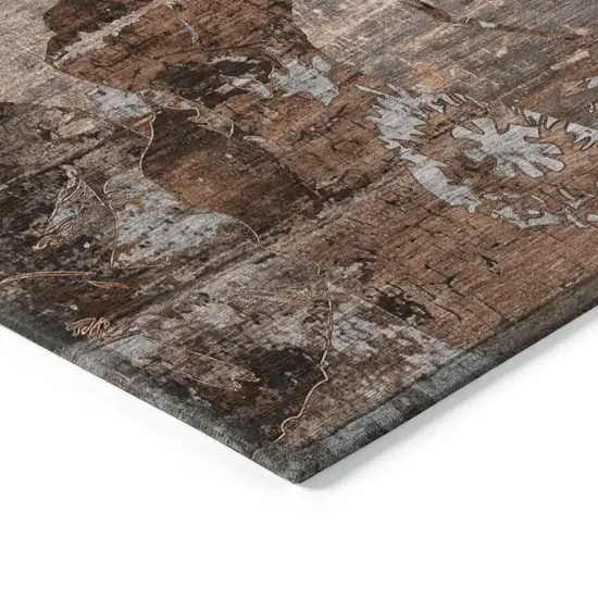 Brown Terracotta and Gray Abstract Washable Indoor Outdoor Area Rug Photo 4