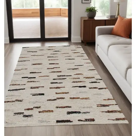 Brown Wool Abstract Hand Woven Area Rug Photo 1