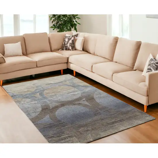 Brown and Beige Abstract Area Rug Photo 1