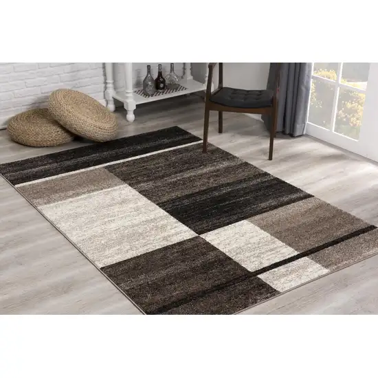 Brown and Beige Abstract Blocks Area Rug Photo 4