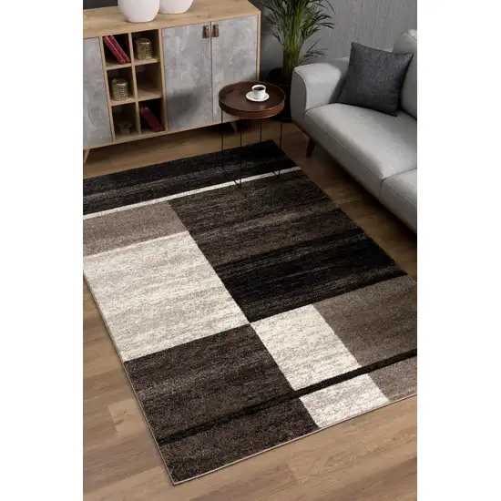 Brown and Beige Abstract Blocks Area Rug Photo 3