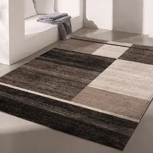 Photo of Brown and Beige Abstract Blocks Area Rug