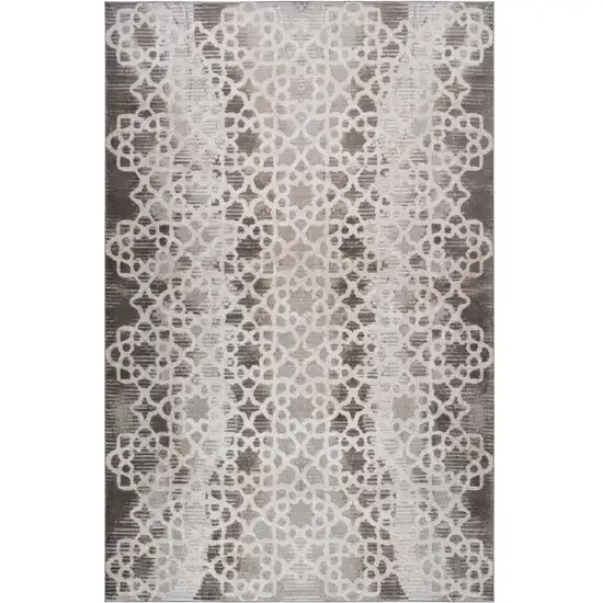 Brown and Beige Abstract Distressed Area Rug Photo 3