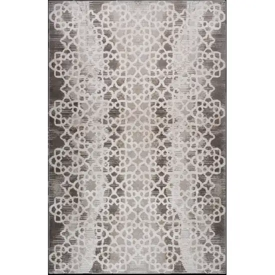 Brown and Beige Abstract Distressed Area Rug Photo 3