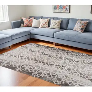 Photo of Brown and Beige Abstract Distressed Area Rug