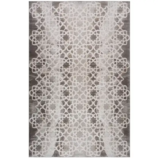 Brown and Beige Abstract Distressed Area Rug Photo 3