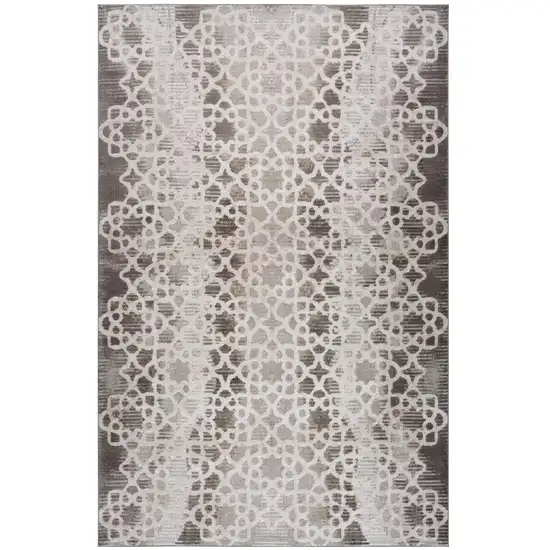 Brown and Beige Abstract Distressed Area Rug Photo 2