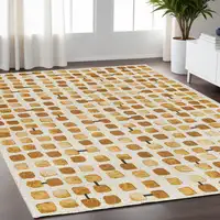 Photo of Brown and Beige Geometric Non Skid Area Rug