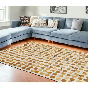 Photo of Brown and Beige Geometric Non Skid Area Rug