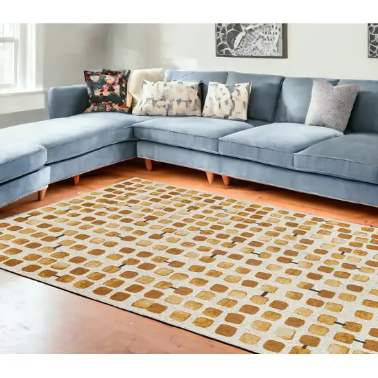 Brown and Beige Geometric Non Skid Area Rug Photo 1