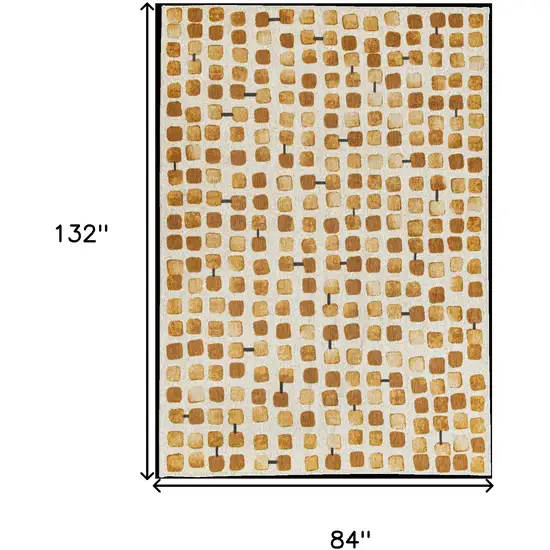 Brown and Beige Geometric Non Skid Area Rug Photo 3