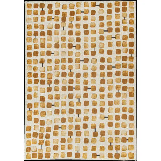 Brown and Beige Geometric Non Skid Area Rug Photo 7