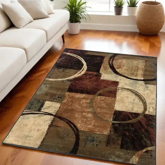 Brown And Black Abstract Geometric Area Rug Photo 1