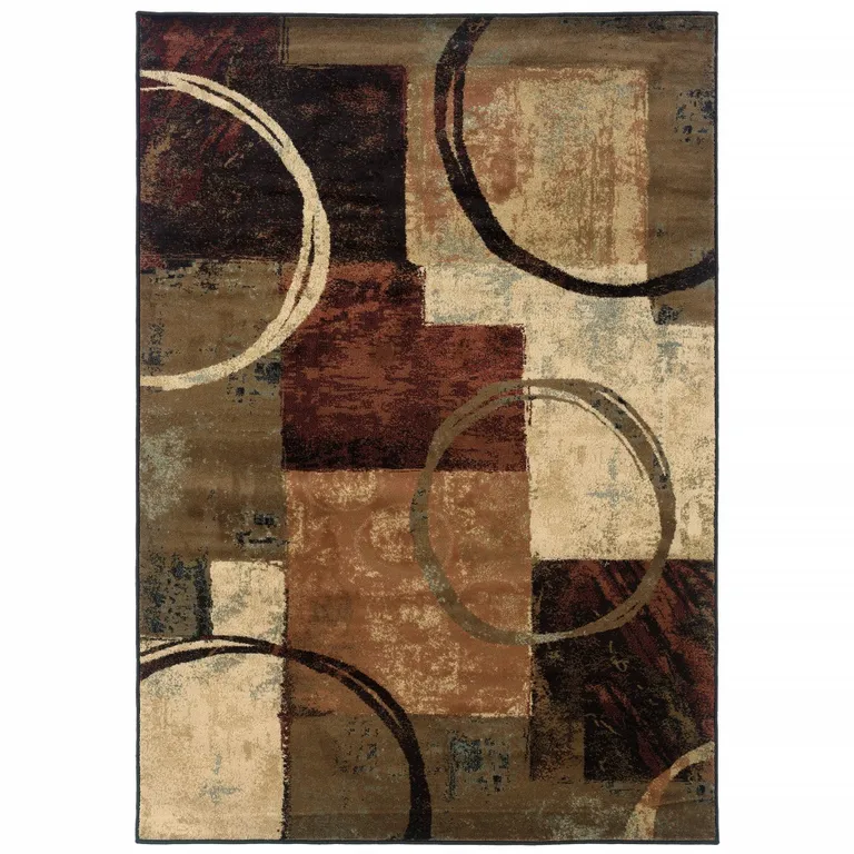 Brown and Black Abstract Geometric Area Rug Photo 1