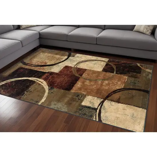 Brown And Black Abstract Geometric Area Rug Photo 1