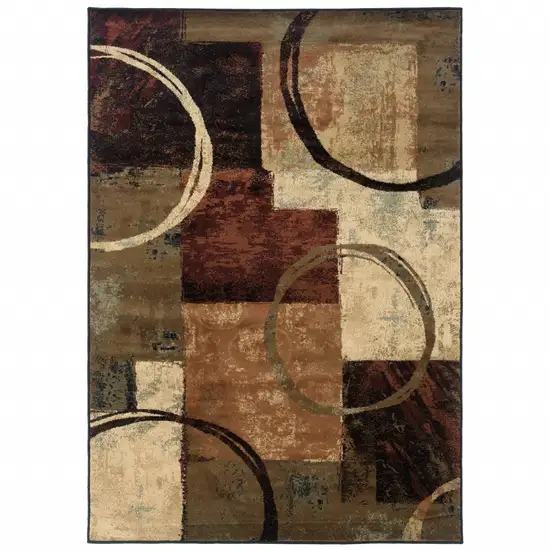 Brown And Black Abstract Geometric Area Rug Photo 2