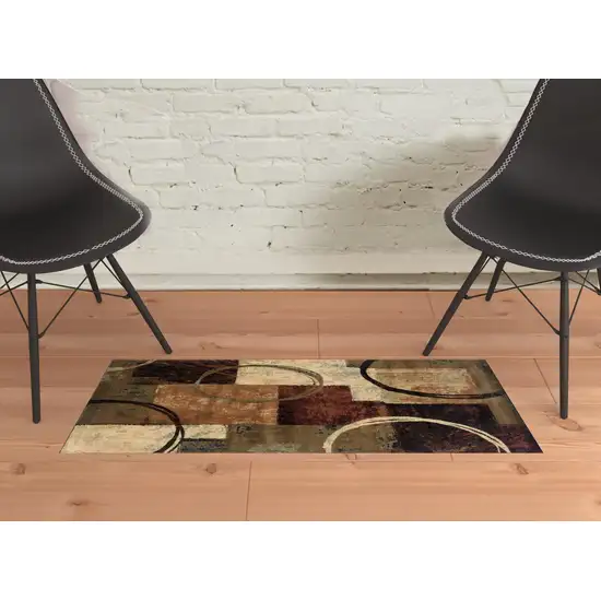 Brown and Black Abstract Geometric Scatter Rug Photo 5