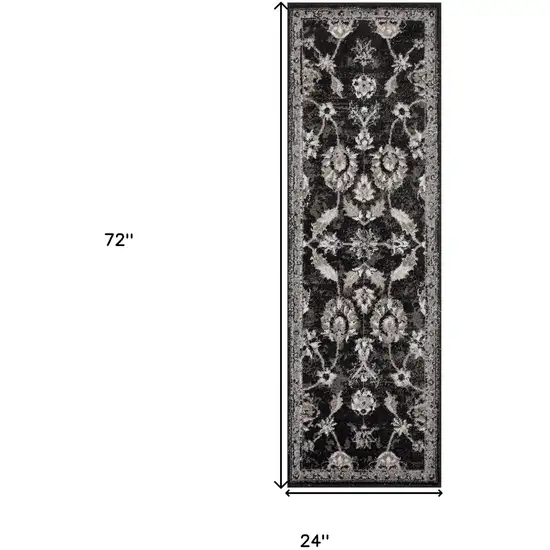 Brown and Black Oriental Power Loom Runner Rug Photo 6