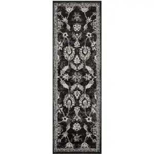 Photo of Brown and Black Oriental Power Loom Runner Rug