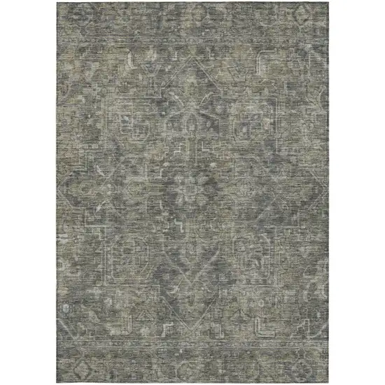 Brown and Black Oriental Washable Non Skid Indoor Outdoor Area Rug Photo 5