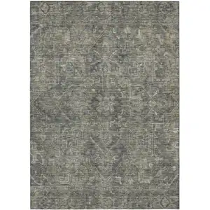 Photo of Brown and Black Oriental Washable Non Skid Indoor Outdoor Area Rug