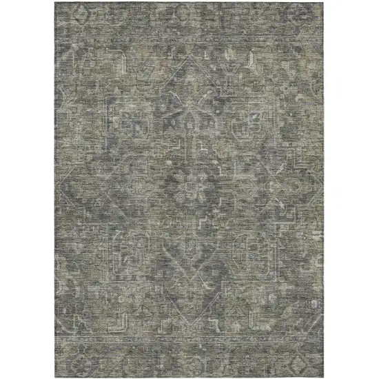 Brown and Black Oriental Washable Non Skid Indoor Outdoor Area Rug Photo 2