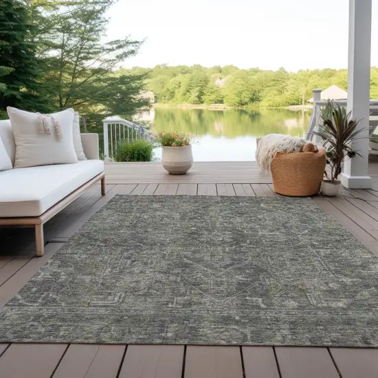 Brown and Black Oriental Washable Non Skid Indoor Outdoor Area Rug Photo 8