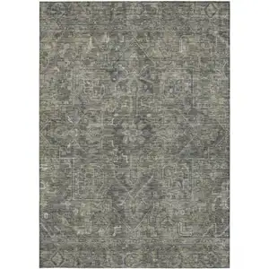 Photo of Brown and Black Oriental Washable Non Skid Indoor Outdoor Area Rug